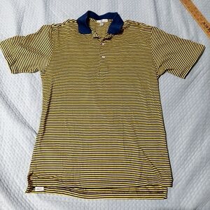 Peter Millar Navy and Yellow Striped Polo Shirt